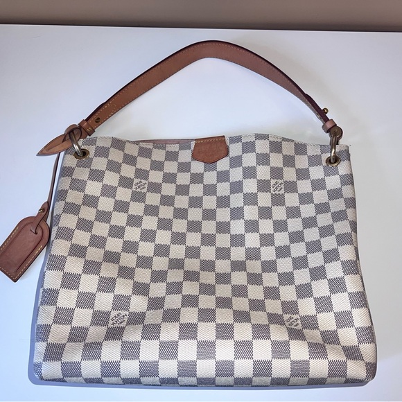 100% Louis Vuitton Graceful PM Shoulder Bag Damier Azur - Picture 3 of 15